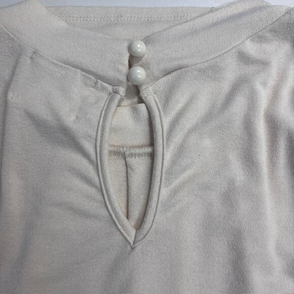 Willow Lace Sleeve Keyhole Button Blouse Cream Crew Neck Top Women's X- Large - Picture 5 of 9